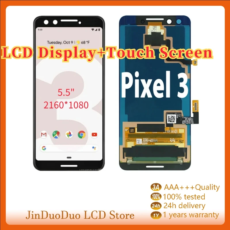 Pantalla LCD Original de 5,5 pulgadas para Google Pixel 3, montaje de digitalizador con pantalla táctil para Google Pixel 3, con marco de repuesto