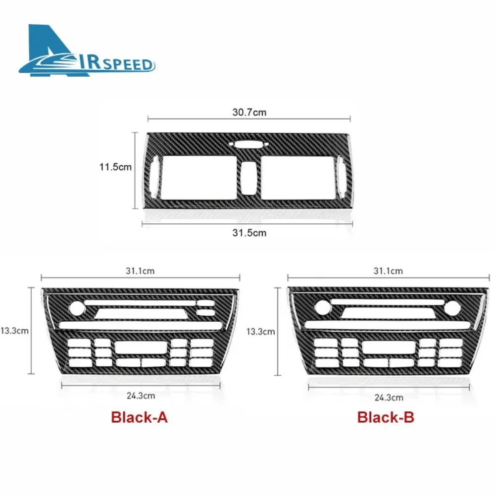 For BMW X3 E83 2004 2005 2006 2007 2008 2009 2010 Real Soft Carbon Fiber Center Air Conditioning AC CD Console Panel Sticker