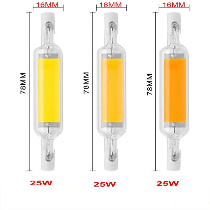 جديد LED R7S 118 مللي متر 50W سوبيربرايت قوية الضوء 78mm118mm AC220V 110V COB المصباح الكهربي أنبوب زجاجي استبدال مصباح هالوجين ضوء