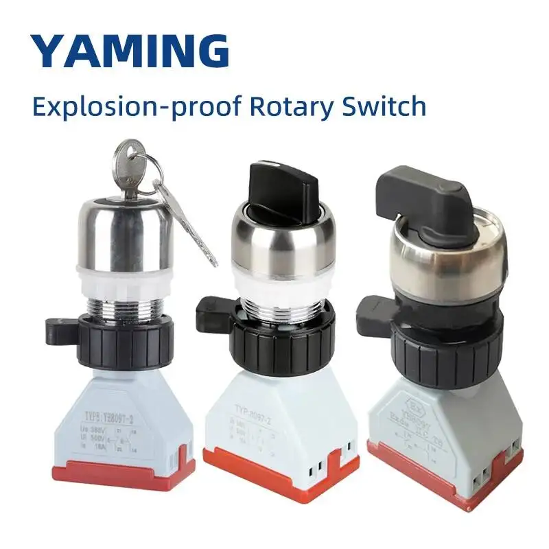 

BA8097 Metal Explosion Proof Control Knob Silver Contact Rotary Switch Button Self-locking Normally Open 1NO1NC 2NO 2NC