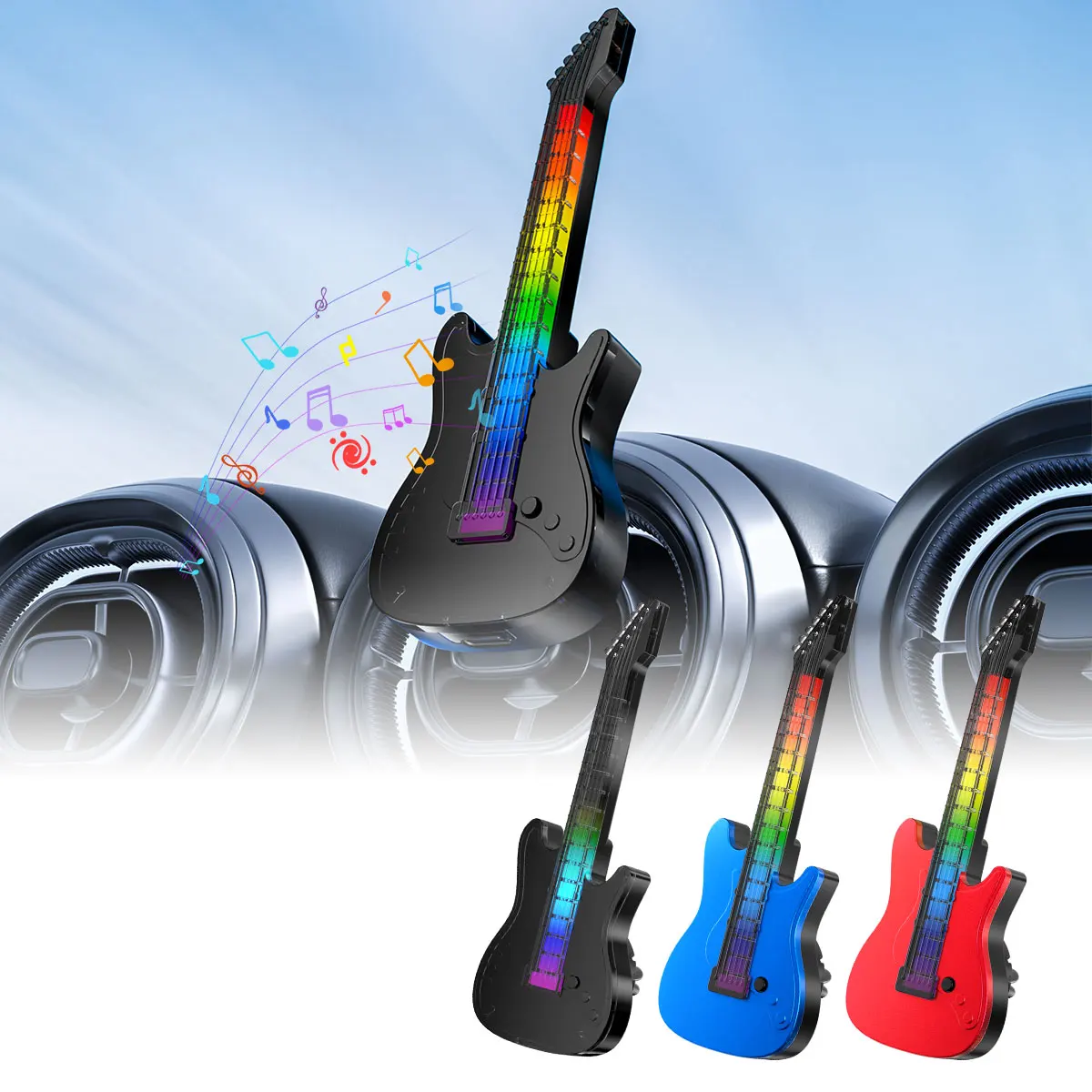 

Car Air Freshener Car Flavor LED Interior Light Decoration Air Outlet With Rhythmic Lighting RGB Flash Light Guita Cologne