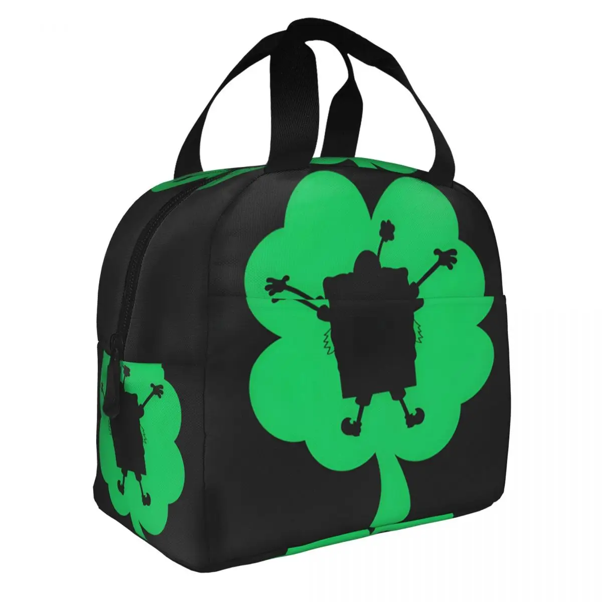 For School Squarepants Shamrock Silhouette St. Patrick's Day Leakproof Insulated Cooler SpongeBob Food Bags Children Hand Bag