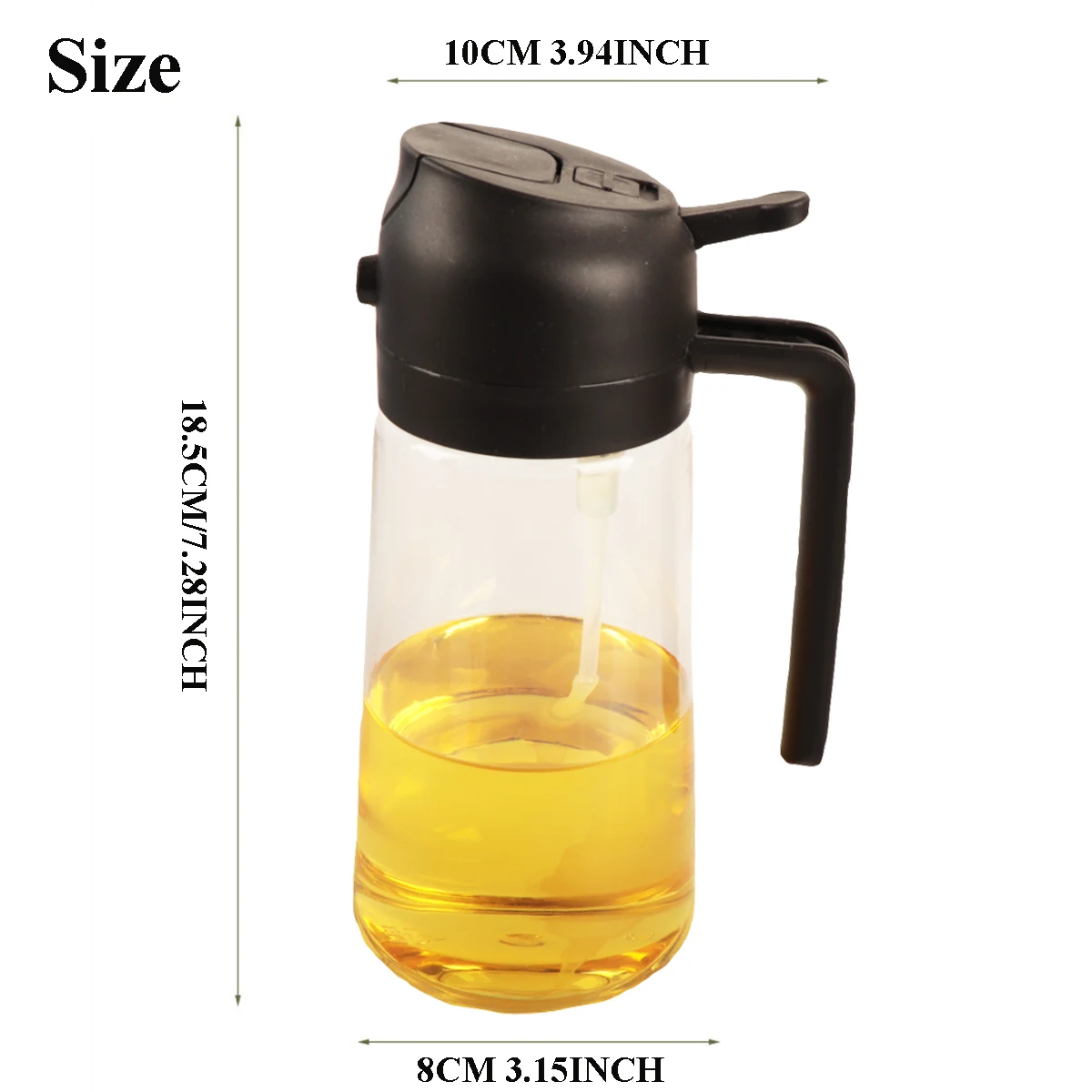 Glass Oil Dispenser Bottle for Kitchen, 2 in 1 Olive Oil Dispenser and Oil Sprayer, 470ml Olive Oil Spray Bottle for Cooking