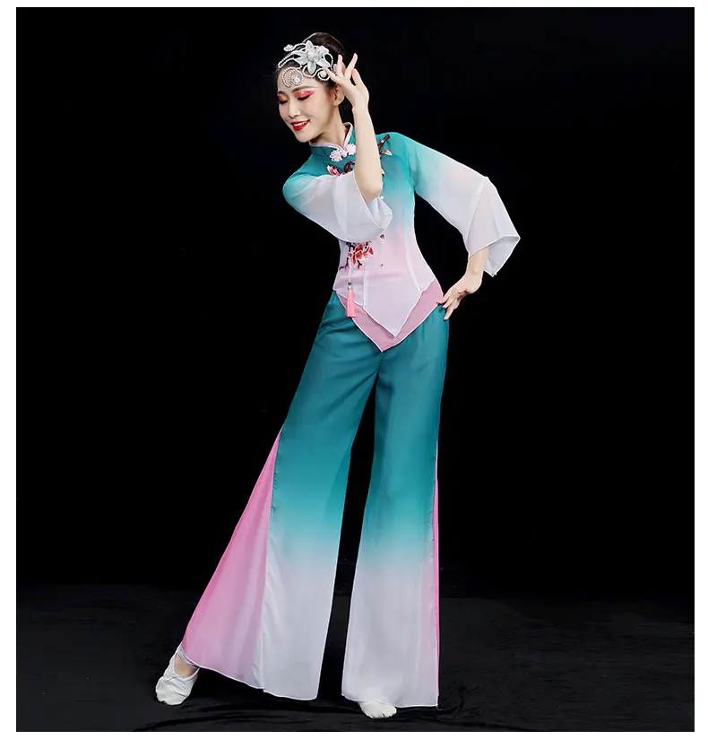 High Quality Yangko dance costumes new classical dance elegant Place de la Nation fan dance modern performance costumes women’