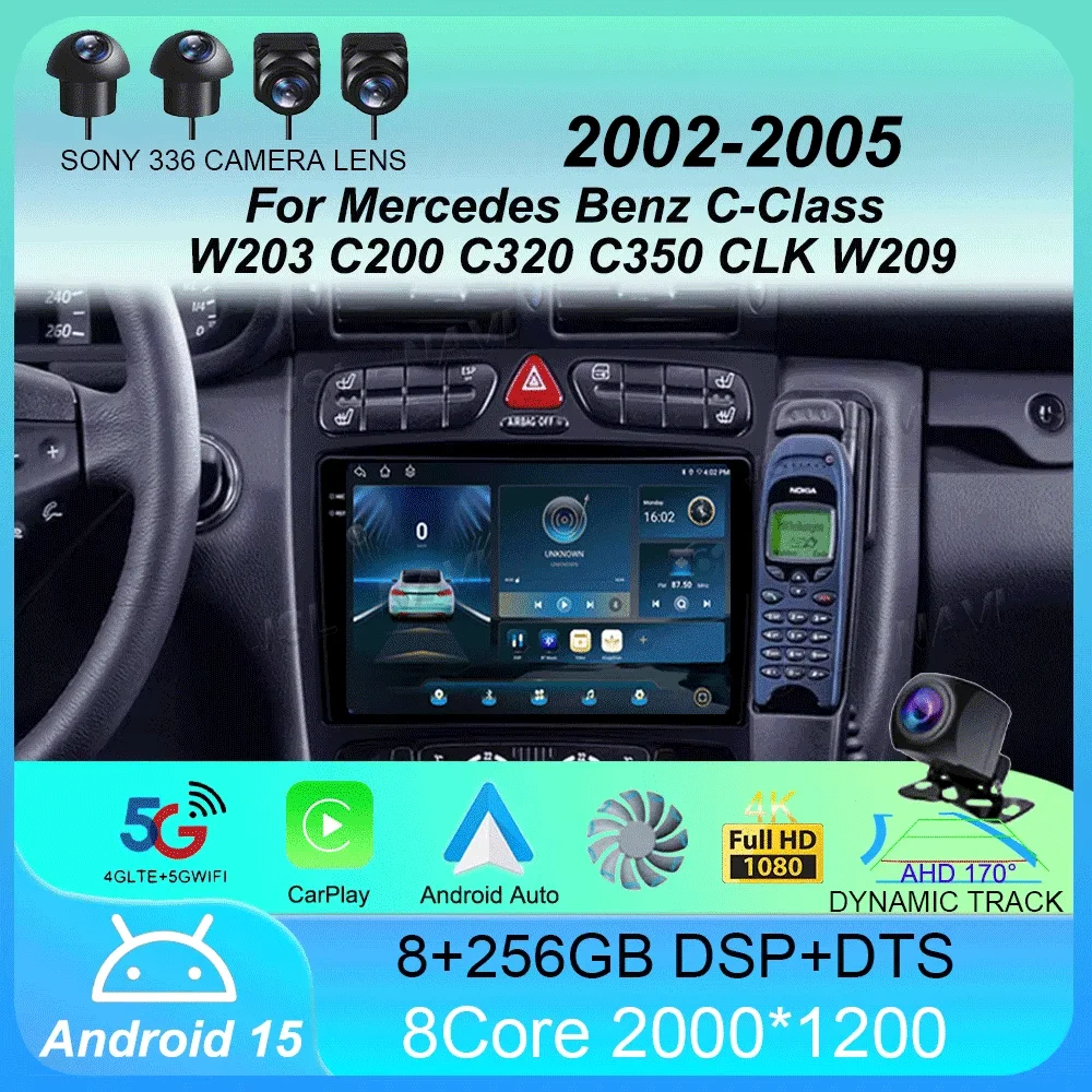

Car Radio Android 15 For Mercedes Benz C-Class W203 C200 C320 C350 CLK W209 2002 - 2005 Navigation GPS Multimedia Player Stereo
