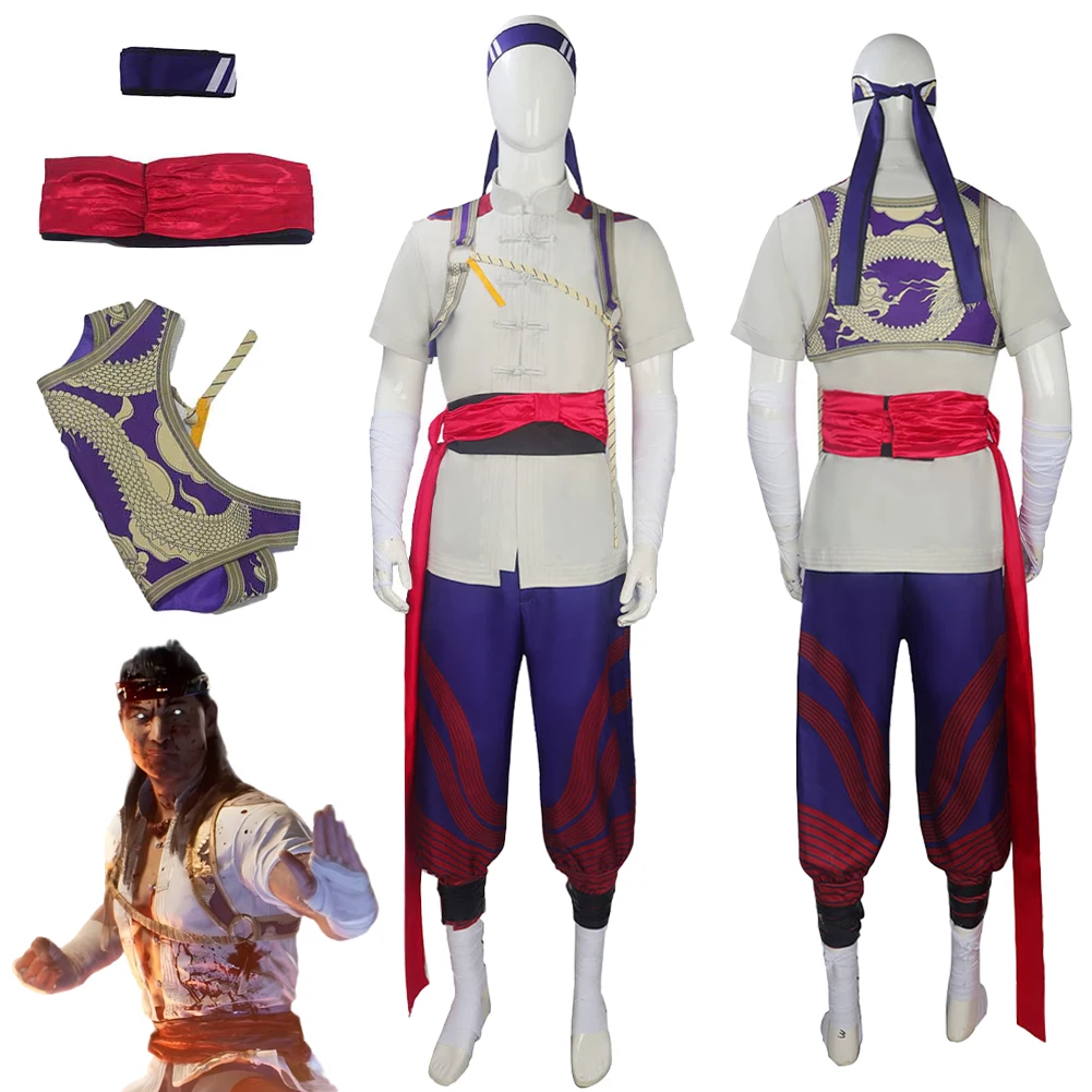 

MK Fire God Liu Kang Cosplay Fantasy Clothing Game Mortal Kombat Men Costume Disguise Halloween Adult Male Party Outfits