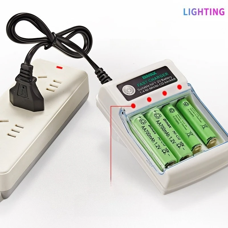 เครื่องชาร์จ 4 ช่อง แบตเตอรี่ Ni-MH AA/AAA 804 # 5 7 แบตเตอรี่แบบชาร์จไฟได้ปลั๊กกลมมาตรฐานยุโรปเครื่องชาร์จ BMAX