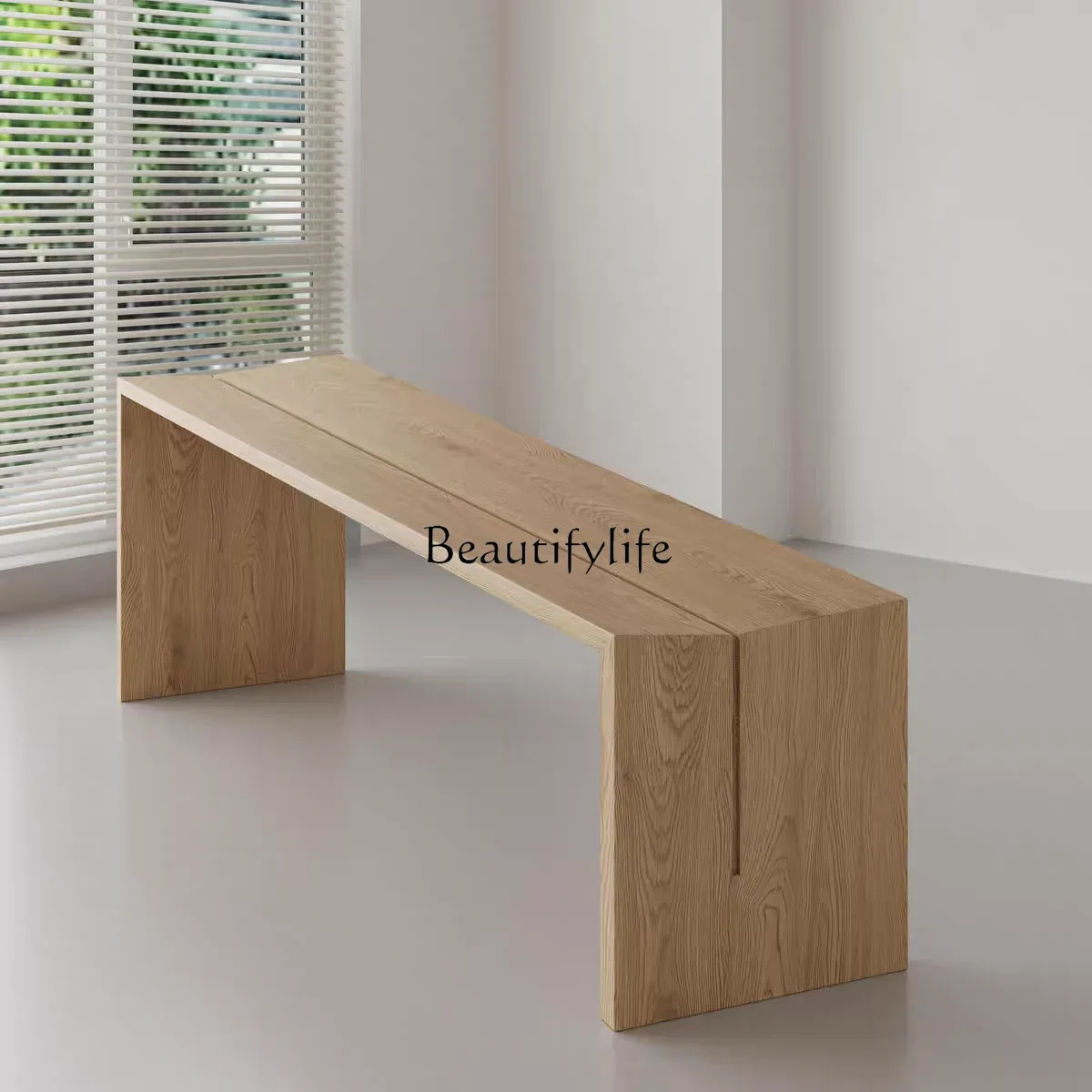 Yj5 بسيط الحديثة Wabi-Sabi نمط الأبيض الرماد الخشب طويل البراز الطعام كرسي منطقة الراحة الأحذية تغيير غرفة المعيشة طاولة طعام المنزل S