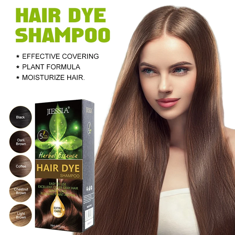 

500ML Natural Black Herbal Hair Dye shampoo Coloring in Minutes Natural Long Lasting Hair Dye Shampoo Men Women Hair turn Black