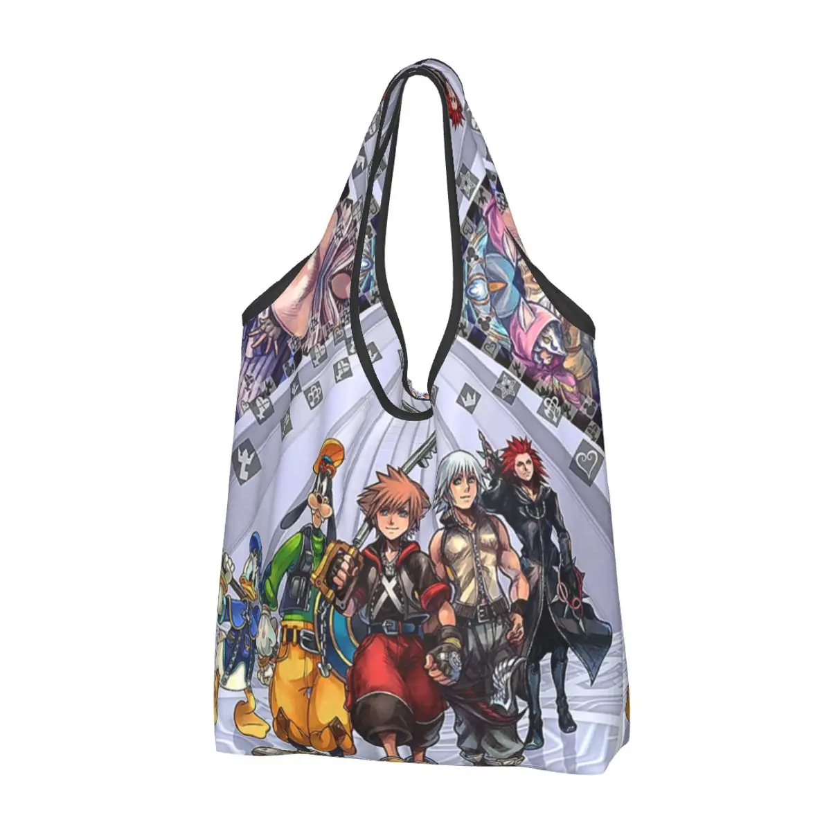 Custom Funny Printing Kingdom Hearts Box Art Tote Shopping Bag Portable Shoulder Shopper Anime Game Handbag