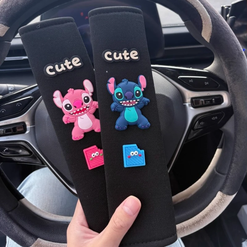 

Disney Anime Figure Stitch Creative Car Shoulder Belt Protective Cover Car Accessories Funny Cute Cartoon Decoration Gifts