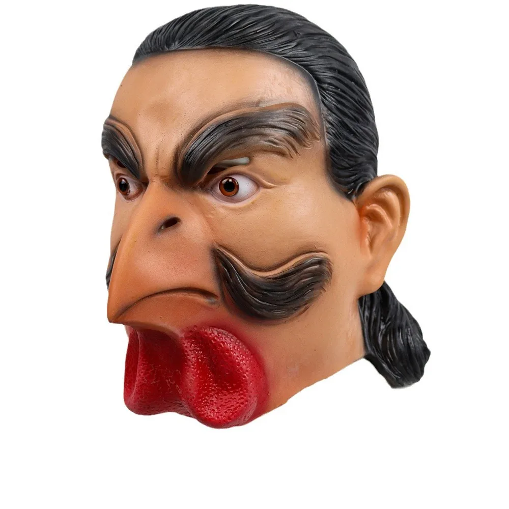 

Celebrity rooster mask, old man head, realistic chicken beak, human face, bird beak, latex mask, Halloween role-play headgear