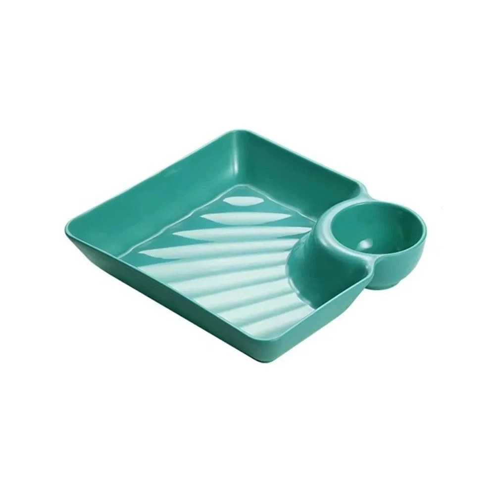10Pcs Plastic Chips Dip Plates Square Reusable Serving Platter Set Sauce Compartment Stackable Divided Plates Party Plates