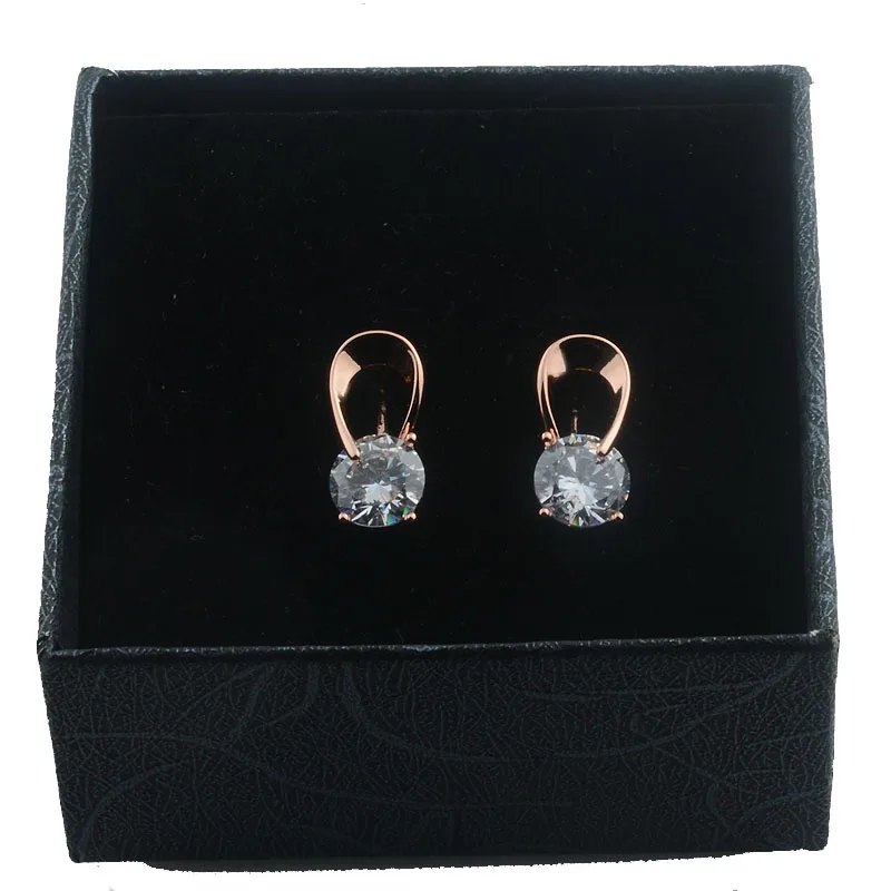 FJ-Boucles d'Oreilles Rondes en Or Rose 585 pour Femme, Bijoux en Forme de Cubique, Nouvelle Collection