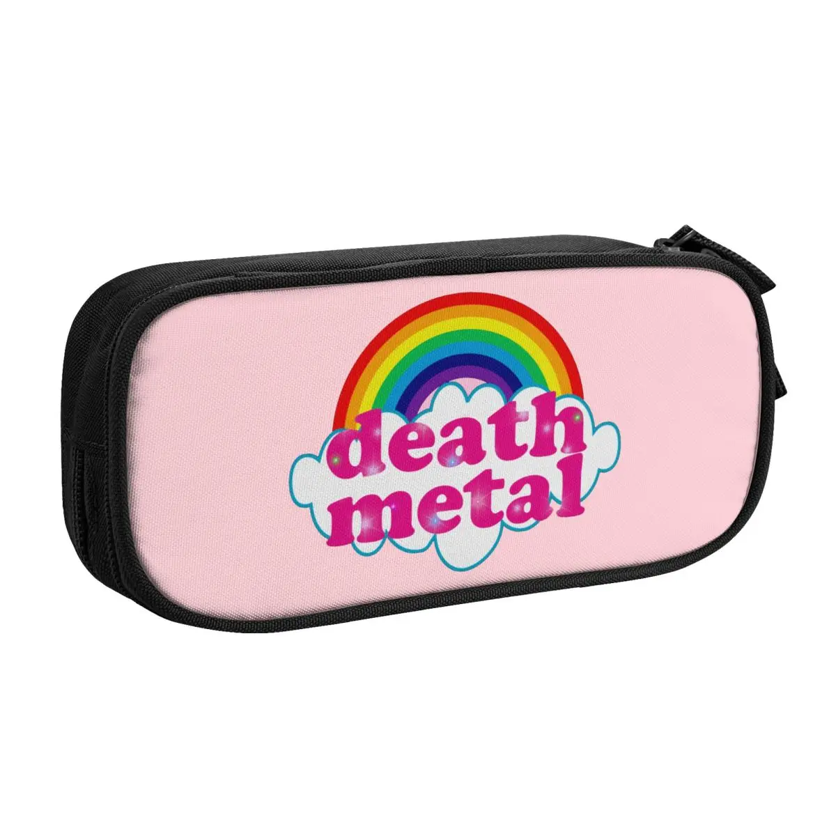 Custom Kawaii Rainbow Rock Music Death Metal Pencil Case for Girls Boys Large Capacity Pencil Box School Accessories