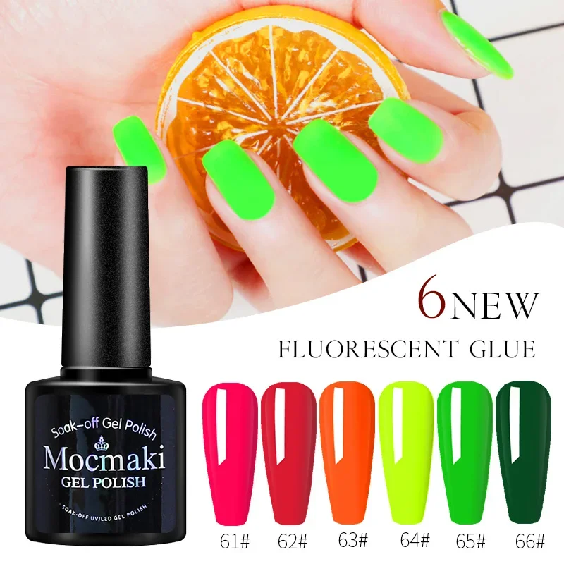 Mocmaki-esmalte en Gel semipermanente para uñas, barniz para uñas semipermanente Gellack Nail Art Salon, 60 colores de purpurina, Soak off, UV LED, 8mL