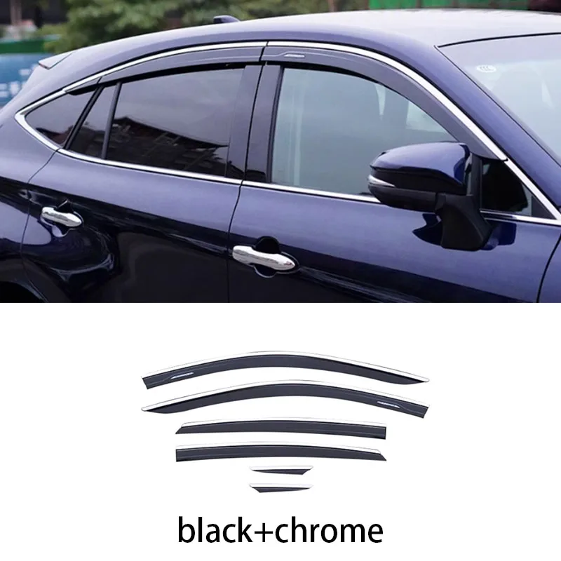 

car accessories FIT For Toyota Venza Harrier XU80 2021 2022 2023 2024 2025 silvery Window Visor Vent Shades Sun Rain 6PCS