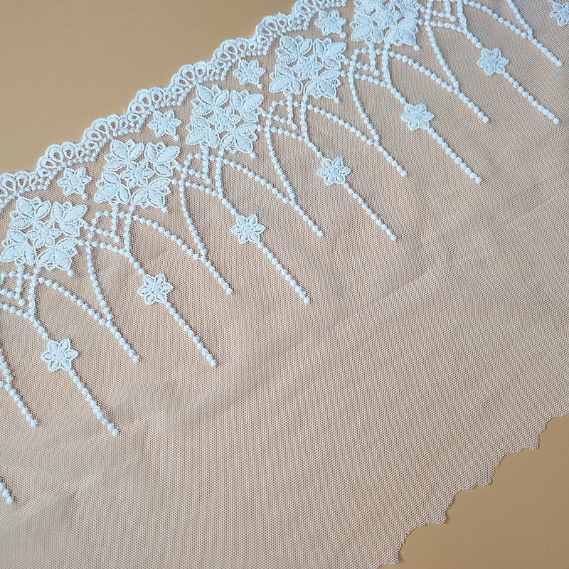 3 Yard/Lot Schwarz Weiß Baumwolle Stickerei Stoff Mesh Spitze Trim 24CM Nähen Kleidung Hochzeit Kleid Hause Textil DIY Zubehör – Detail 4