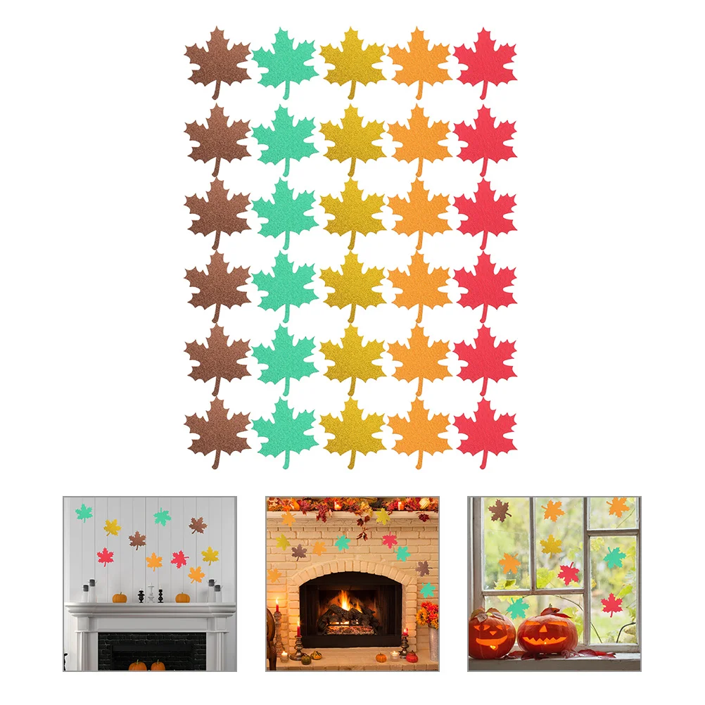 

30 Pcs Autumn Leaves Stickers Bulletin Board Decoration Leaf Paper Cuts Glitter Fall