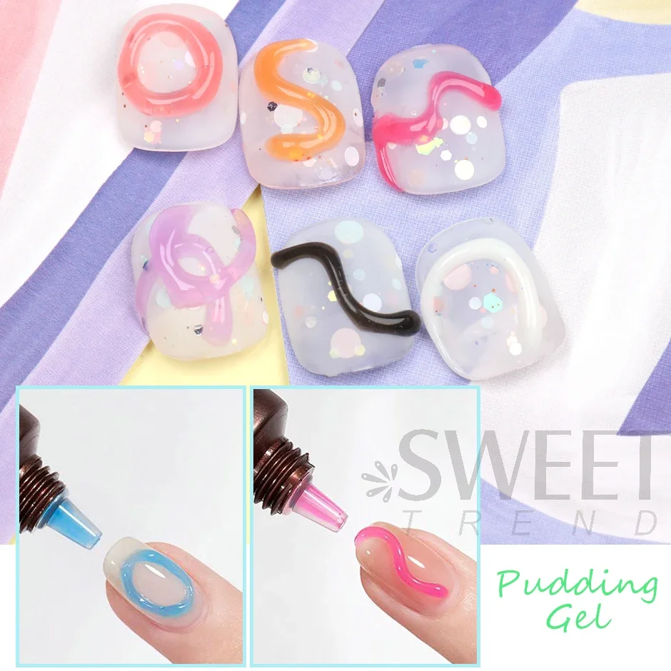 6Pcs Pudding Modelling Nails Polish Gel Set Drawing Embossed Candy Color Gel Translucent Jelly Hybrid Varnish Decoration LYS22-1