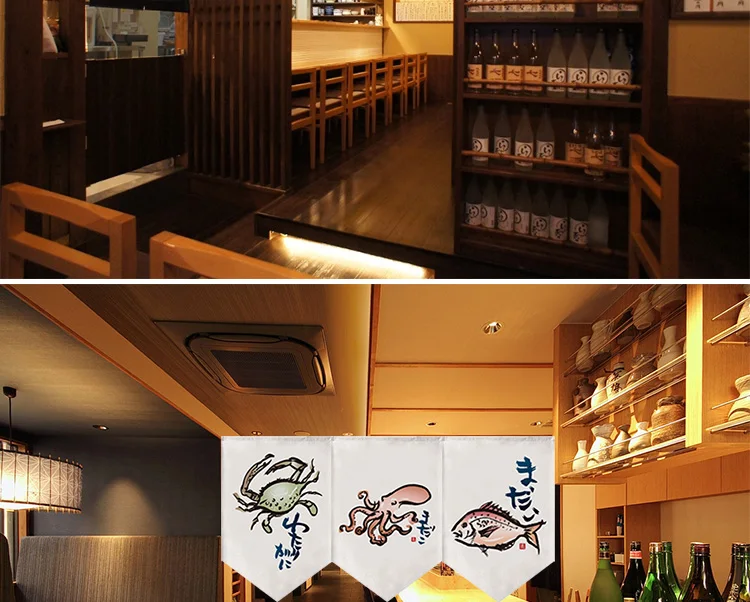 Japanische Dekoration Traditionellen Japan Vorhang Tür Kurzen Vorhang Noren Shop Japanischen Stil Vorhang für Kleine Fenster Sushi Tür – Detail 12