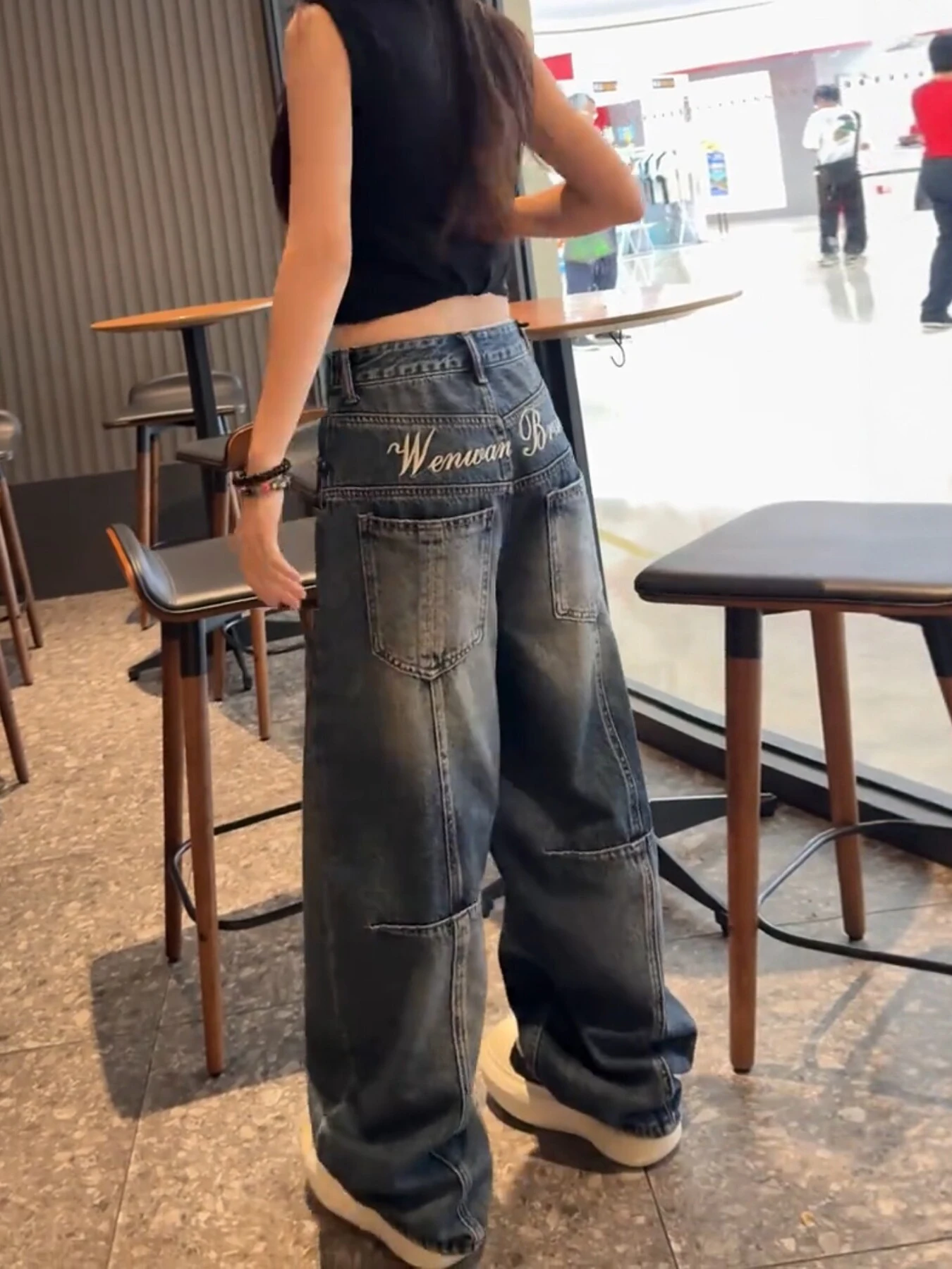 Fall 2026 plus Size Women's Wide Leg Jeans High Waist Casual Style Embroidered Denim Blue Loose Fit Pear Shape Body Type