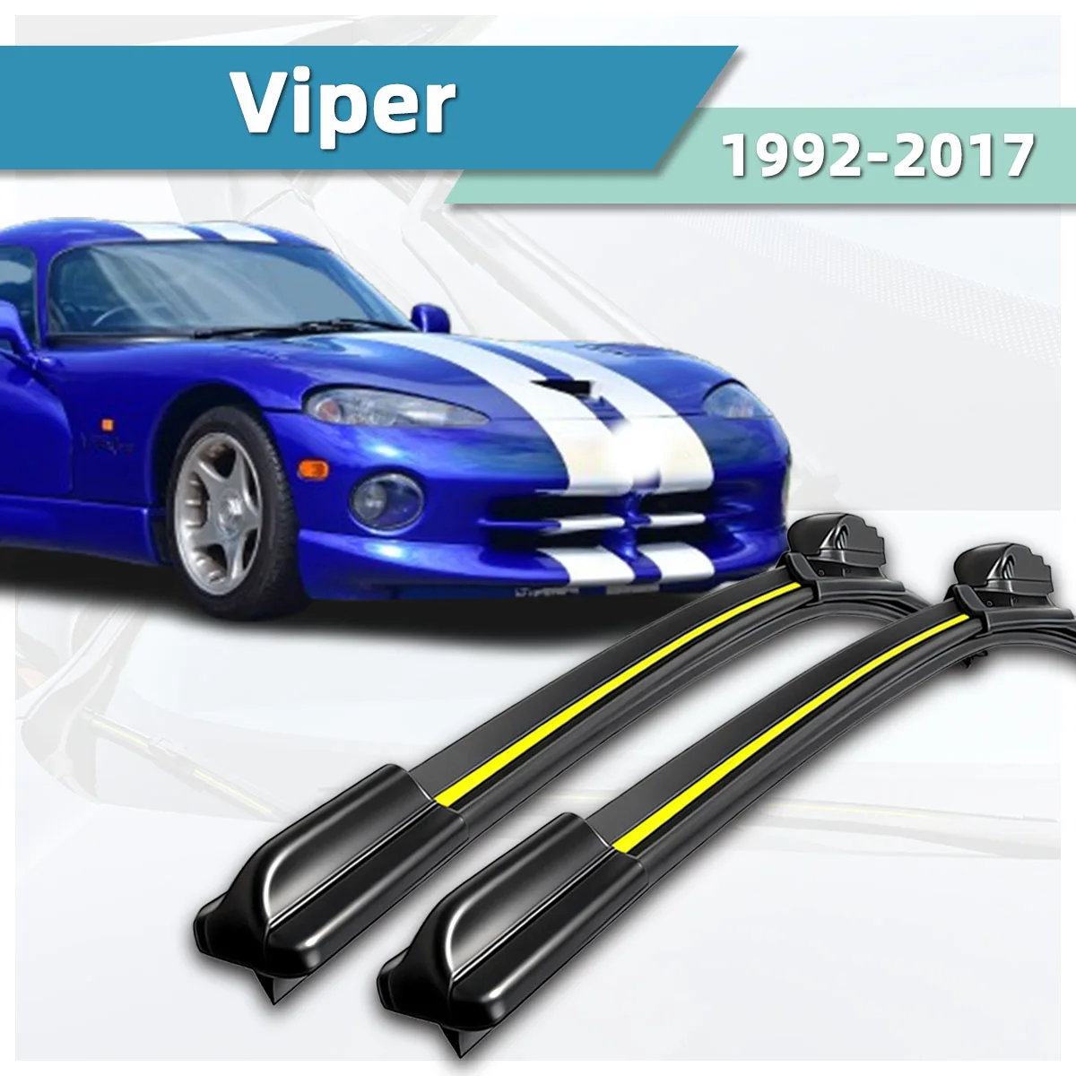 Geeignet für Dodge Viper (1992-2017) Scheibenwischer aus Naturkautschuk, hochauflösende, geräuscharme, bidirektionale Scheibenwischer für die Frontscheibe