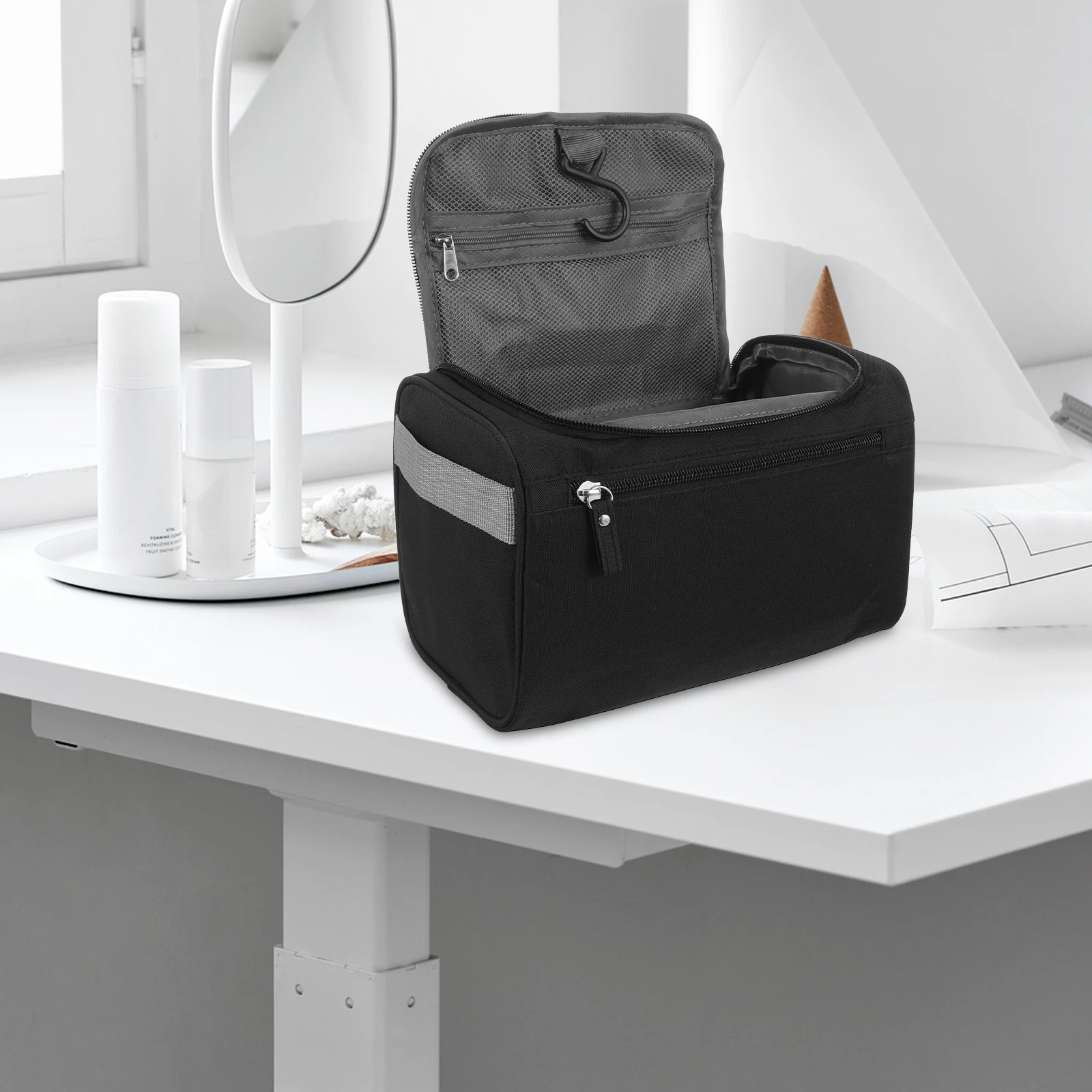 

Toiletry Bag Hanging Travel Bag Portable Makeup Organizer Container for Travel Men Women Durable Shaving Kit