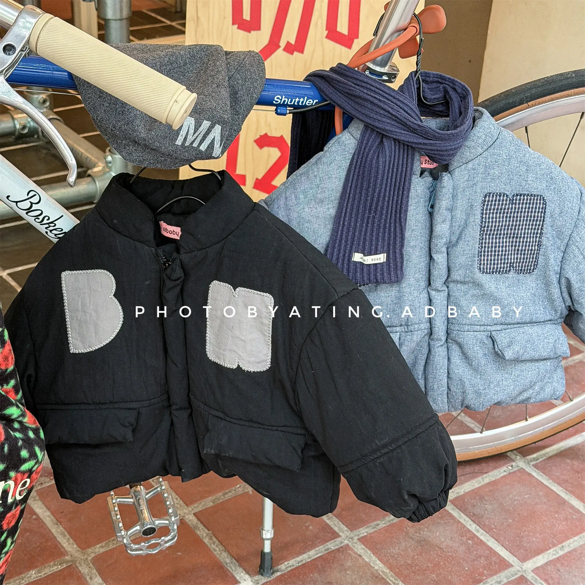 2025 Winter New Children Letter Print Cotton Padded Jacket Boys Girls Plus Velvet Thick Coat Baby Long Sleeve Warm Fleece Tops