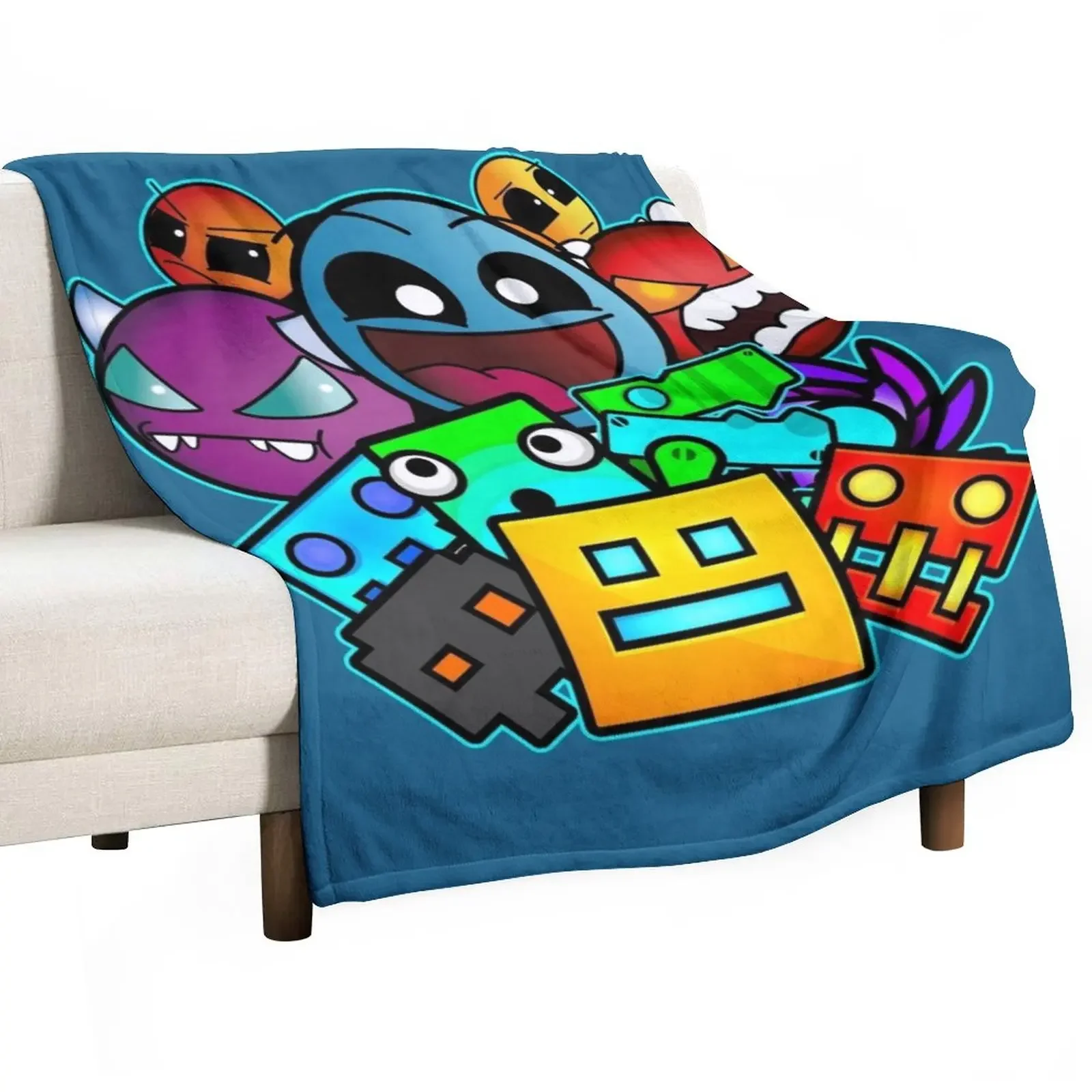 

geometry dash old school gaming Throw Blanket christmas decoration Loose Thermal Summer Beddings Blankets