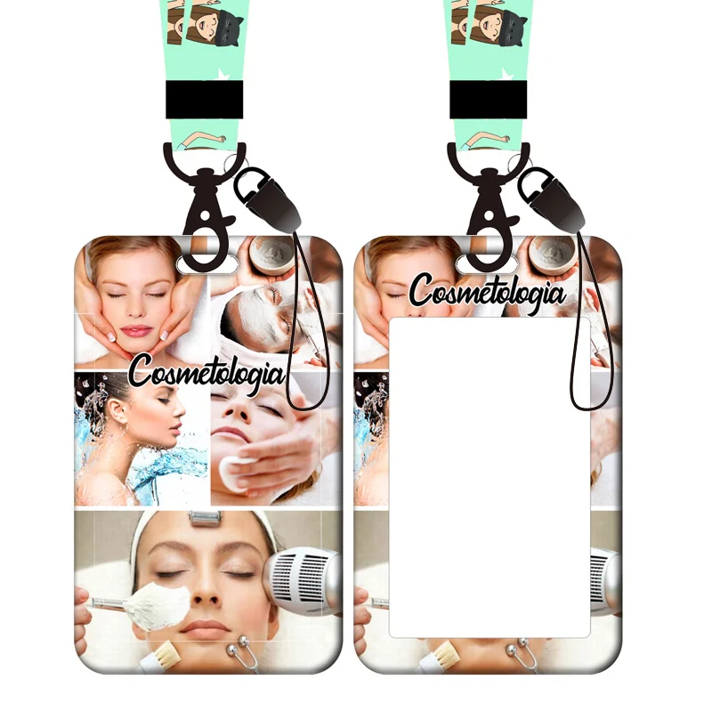 

Cosmetology Card Holder Lanyards with Keychain Men Women Work Business Card Holders Neck Strap Door Badge Holder ﻿