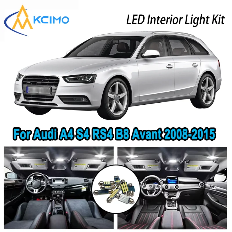 

Premium Bright LED Interior Light Kit for Audi A4 S4 RS4 B8 Avant 2008-2015 2009 Dome Map Trunk Car Lamps with Canbus No Error