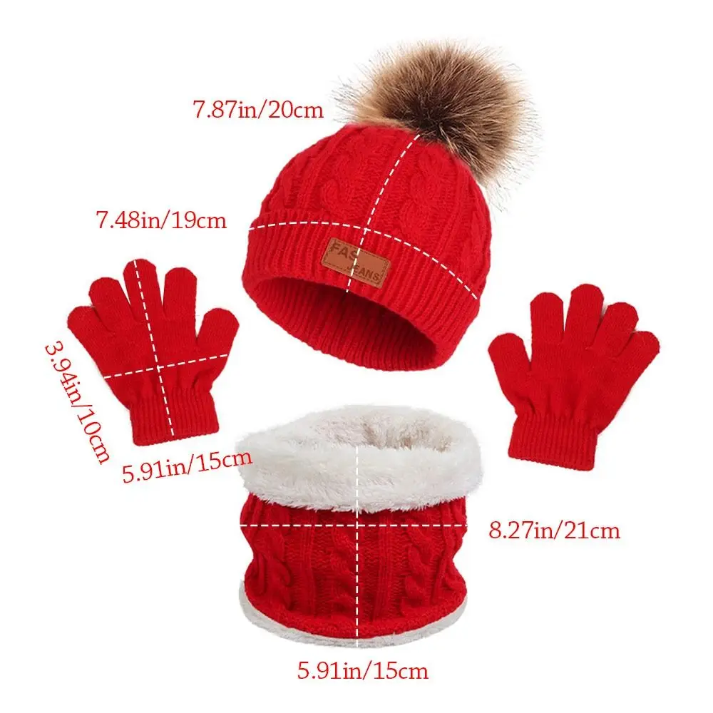 Set Topi, Syal, dan Sarung Tangan Musim Dingin yang Hangat, Anti Angin, untuk Balita, Topi Rajut Tebal Lembut dengan Pompom untuk Anak-Anak