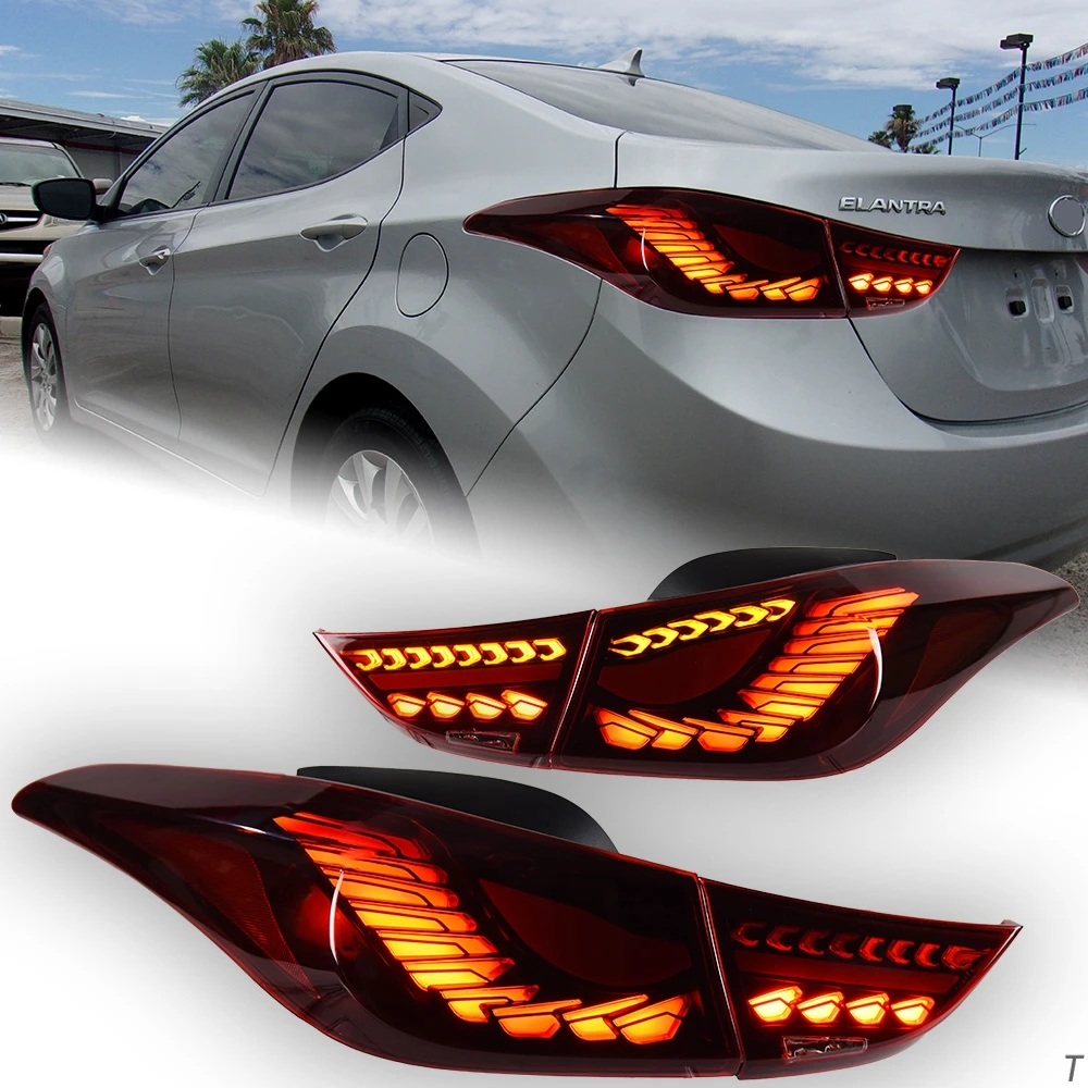 AKD Tail Lights for Hyundai Elantra LED Rearlight 2011-2016 GTS Design Rear Lamp DRL Signal Brake Reverse Auto Accessories 2PCS