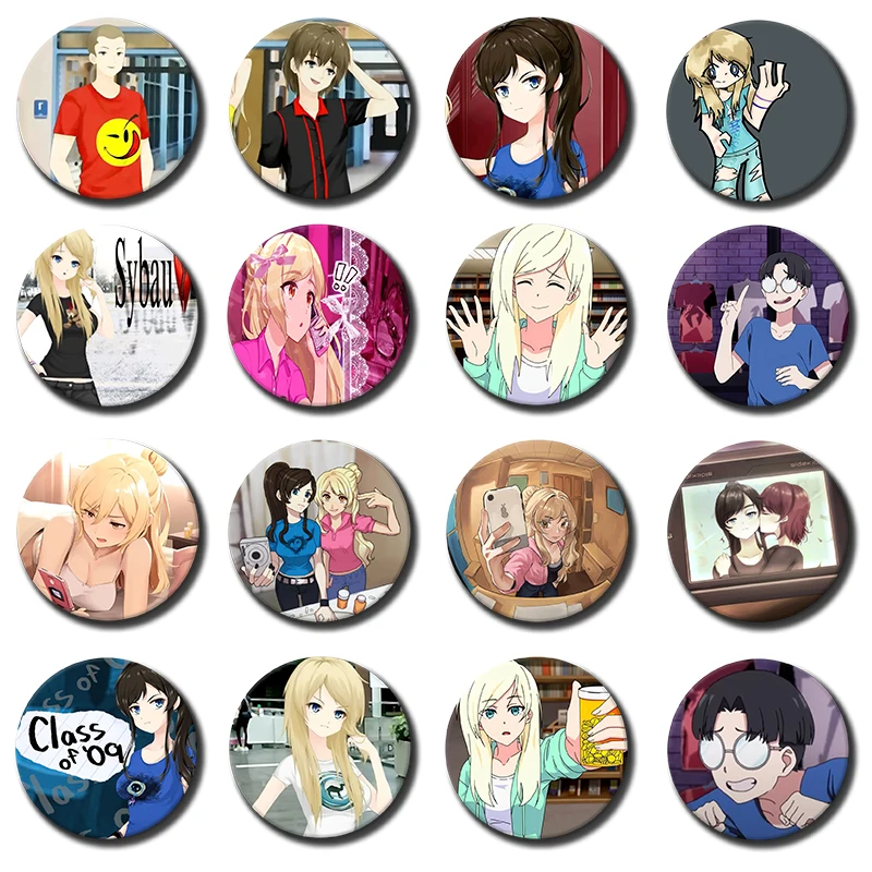 Game Class of 09 Anime Soft Button Pins Character Jecka Nicole Emily Ari Brooch Round Badge Backpack
