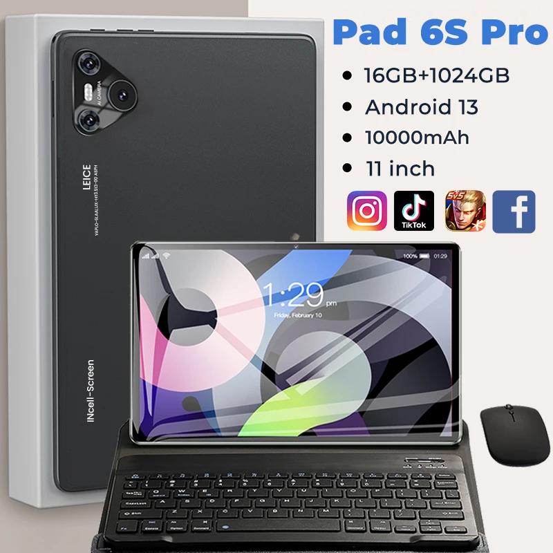 2025 Xioami 11 inch New Android tablets Pad 6S Pro 16GB+1024GB Global Version Tablet 5G WiFi 10000mAh Tablet PC 4K GPS Tablette