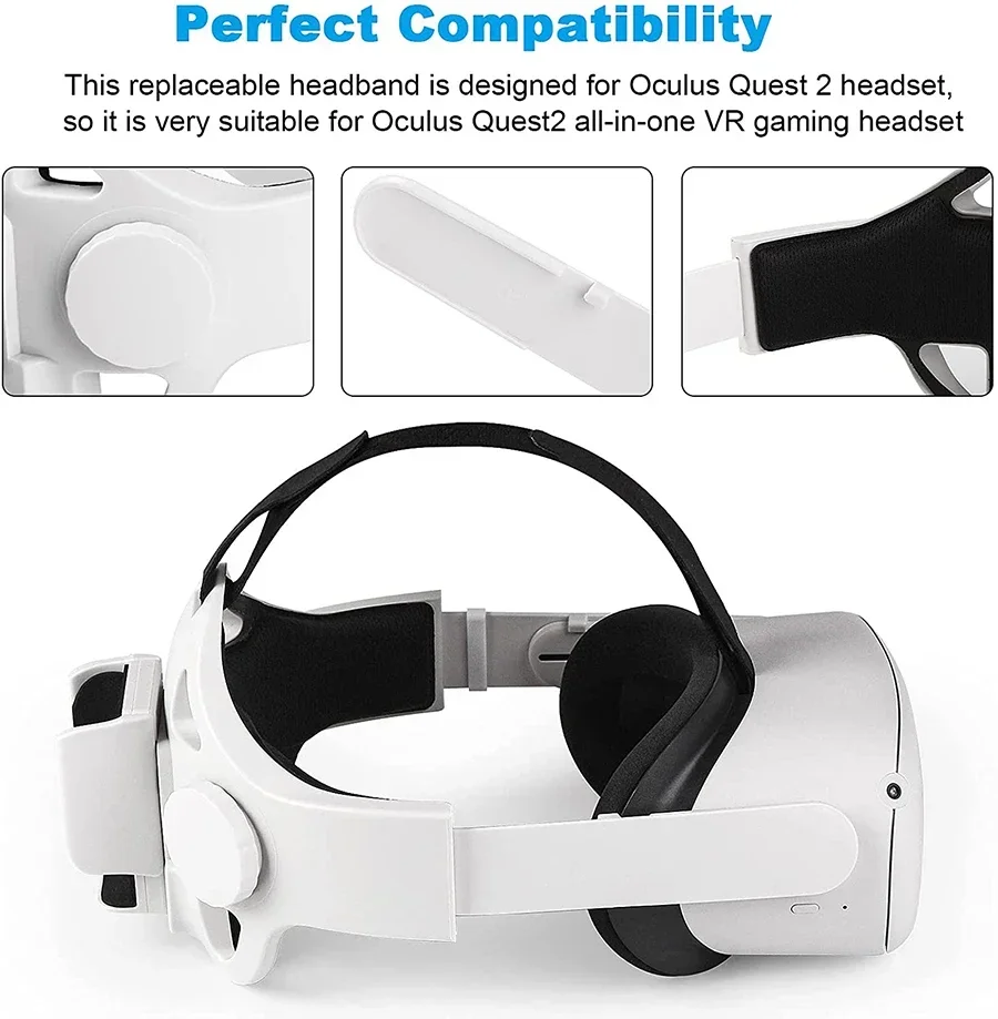 حزام رأس قابل للتعديل لـ Oculus Quest 2 ، حزام هالة مع حامل تثبيت Powerbank ، عصابة رأس محسنة ، ملحقات VR