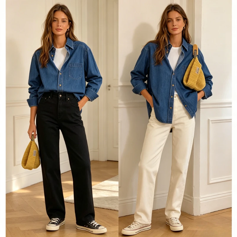 

2026 Women Denim Shirt Vintage Top Blouse Single Breasted Turn Down Collar Pockets Washed Tops Autumn Streetwear Overshirt