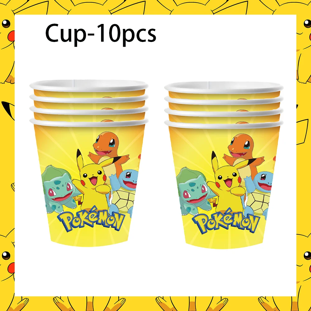 Pokemon Birthday Party Decor Poké Ball Disposable Tableware Pikachu Plate Napkins Backdrop For Kids Supplies Baby Shower Balloon