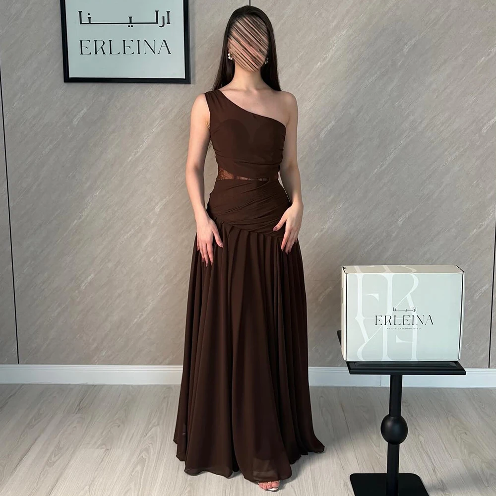 

Vanessa Brown One-Shoulder Ruched Evening Dress with Sheer Waist Cutout Customized Chiffon Special Occasion Gowns Party Dress
