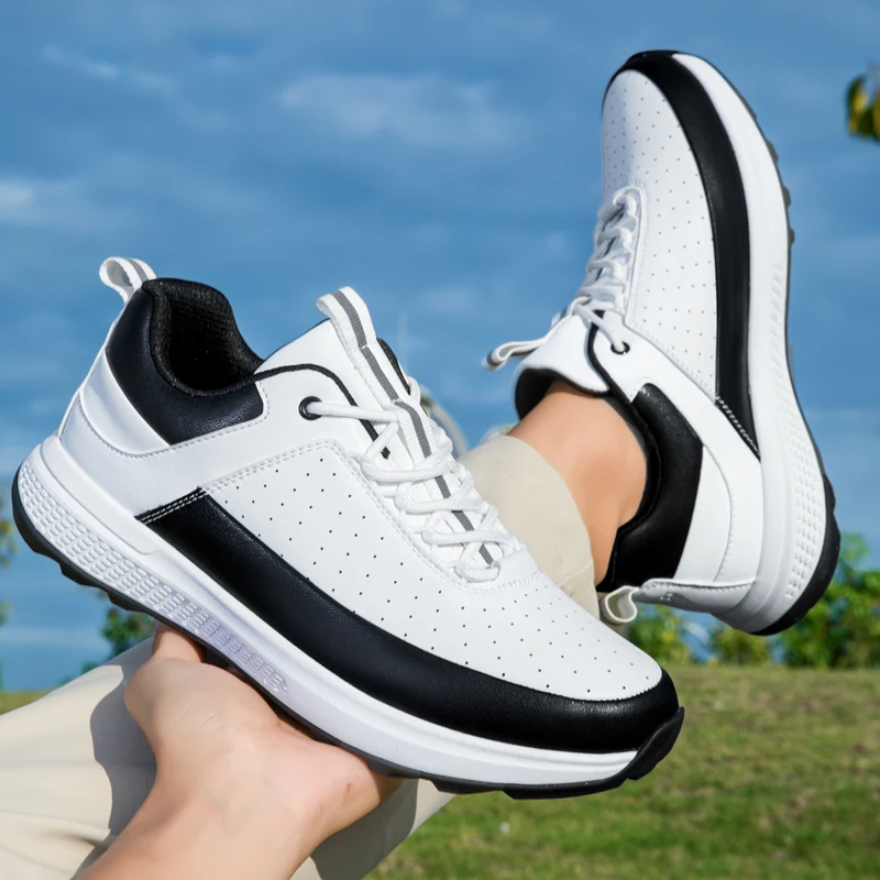 أحذية جولف للرجال والنساء أحذية رياضية جلدية خارجية مسطحة للمشي احترافية عصرية ناعمة مقاس كبير أزرق أسود 39-47 #3