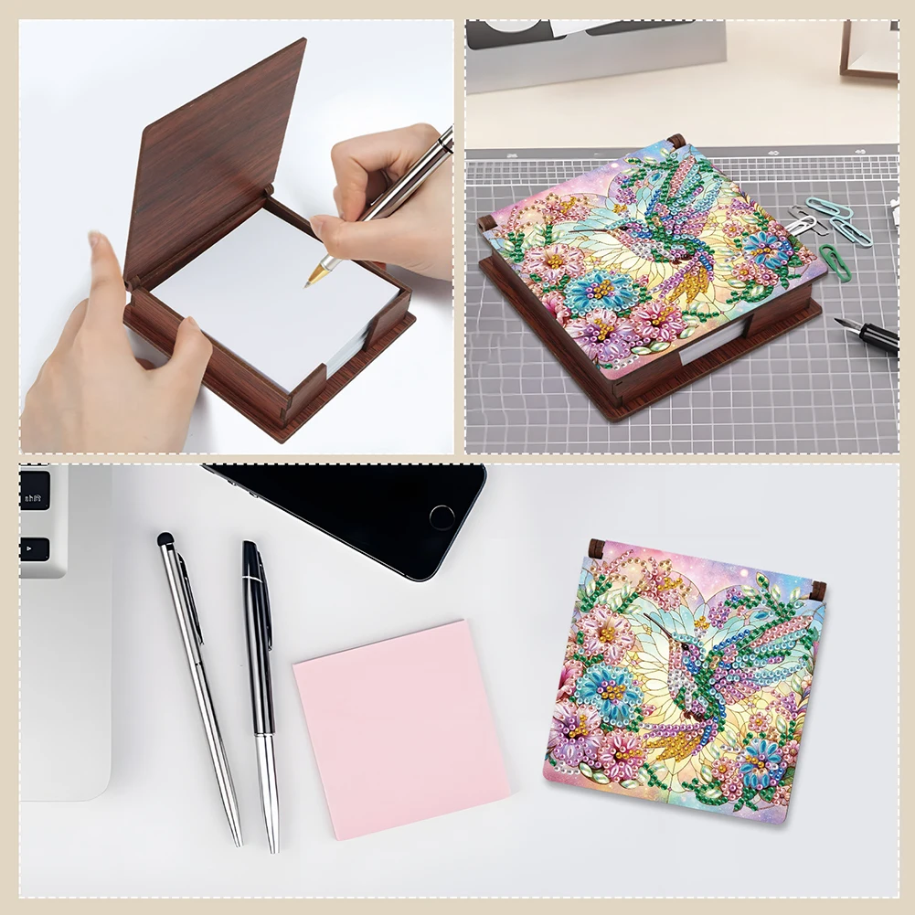 

Hummingbird Diamond Painting Notecard Box Gem Art Sticky Note Holder for DIY Art