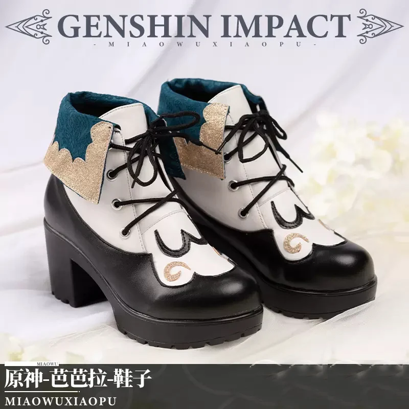 Cos Genshin Impact Anime Game Cosplay Barbara Shoes customize Female Mid Heel Shoes Accessory