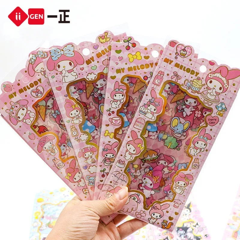 20pcs/set High Quality Sanrio Melody Kuromi Cartoon Cute Sticker Student Account Journal Decoration Decal Sticker