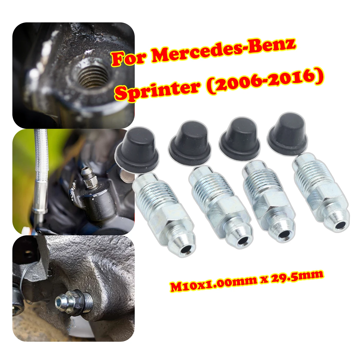 

Car Caliper Bleed Screws Repair Kit For Mercedes-Benz Sprinter 06-16 Front Rear Left Right Bleeder Valves with Rubber Dust Caps