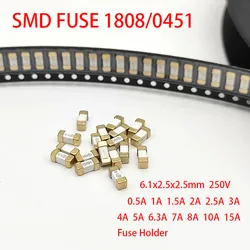 10PCS/LOT 1808/0451 Gold SMD slow blow Fuse 0.5A/500mA 1A 1.5A 2A 2.5A 3A 4A 5A 6.3A 7A 8A 10A 15A 125V/250V