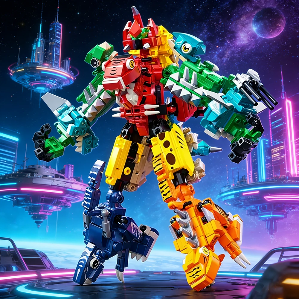 

Трансформирующийся робот-динозавр, 691 деталь, конструктор, набор для сборки меха, развивающая STEM-игрушка для детей, для развития воображения