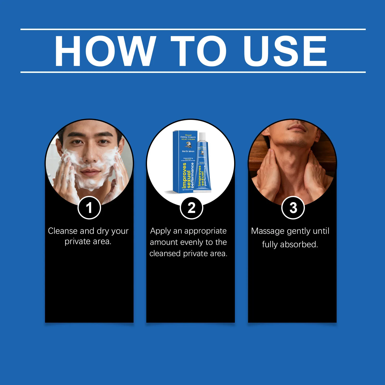 Creme Retardante Masculino North Moon: Aumenta a Resistência, Cuidado Suave, Prolonga a Duração Íntima, Creme Portátil para Cuidados com a Área Íntima Masculina