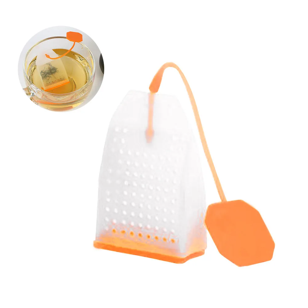 Portable Silicone Tea Infuser Strainer Food Safe Reusable for Loose Leaf Tea in Cups Mugs Teapots Easy Open Close Design Orange