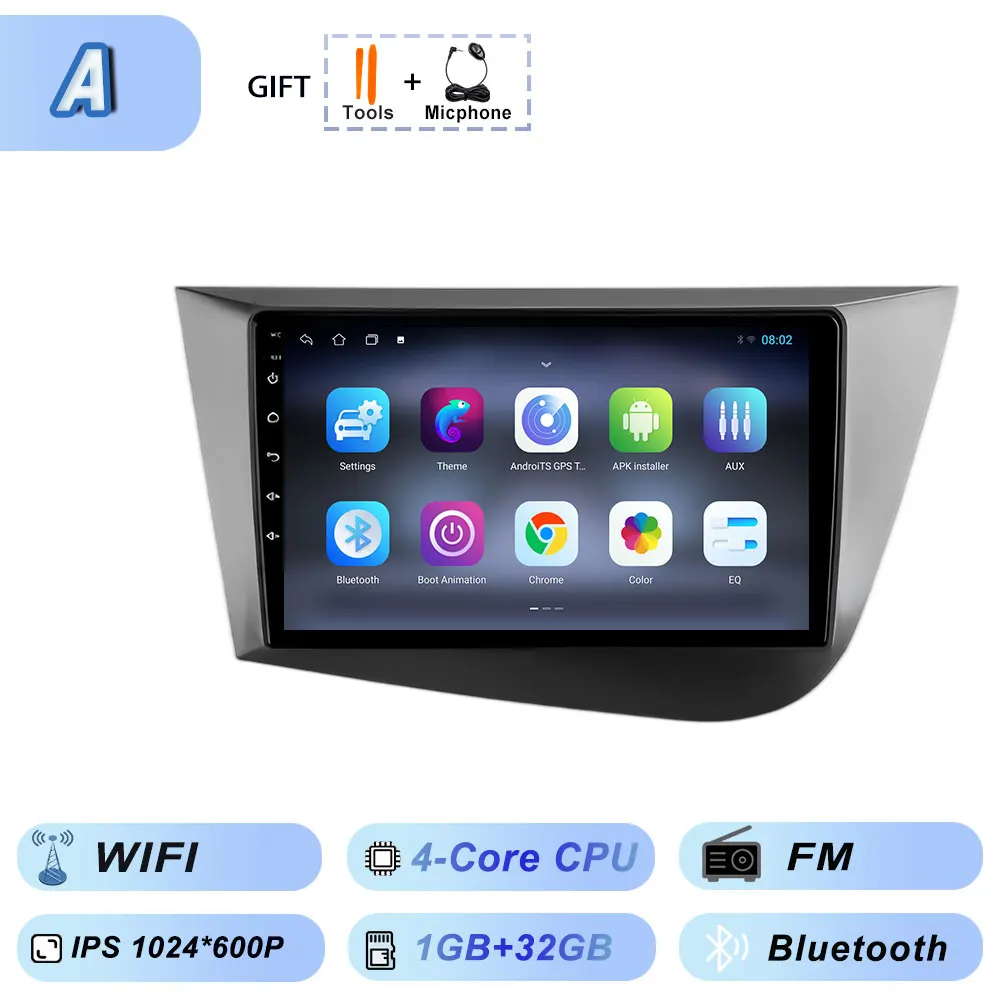 Draadloze Carplay Android 15 voor Seat Leon 2 2005-2012 Multimedia Video Player Wifi Autoradio Navigatie GPS Stereo Android auto